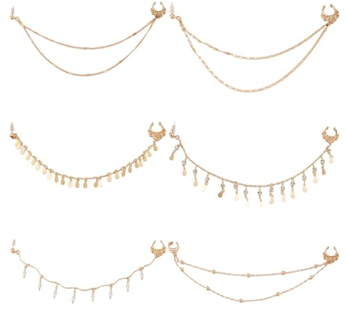 NICENEEDED 6 Stück Nasenringe Kette Goldene Nasenstecker Nasenkette Nasenpiercing Schmuck Nasenring Ohrstecker Über Nasenschmuck