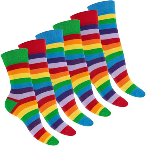 Footstar 6 Paar Damen Herren Ringel Socken Strümpfe mit Streifen