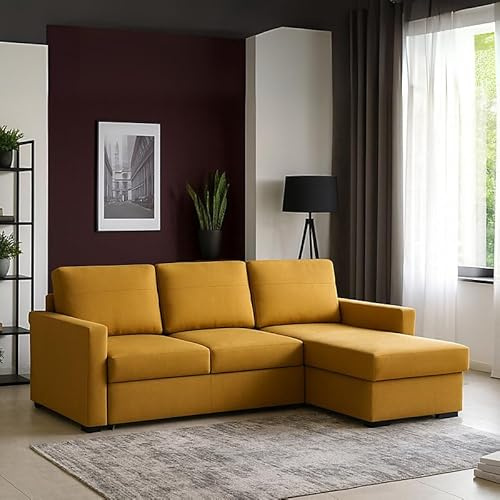 Agritrade AK Tokio D Corner Sofa Bed with Storage Modern Reversible Design Comfortable Living Room Furniture Mustard