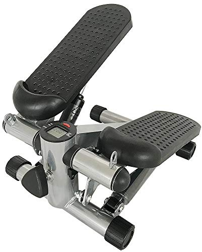 Belfoyer Hydraulischer Stepper mit Widerstandsbändern & LCD Display, Mini Stepper Fitnessgerät für Zuhause, Leiser Heimtrainer für Beine, Po & Arme(Grau)