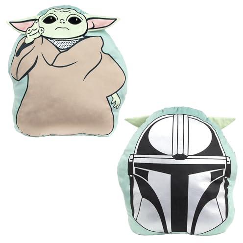Disney Mandalorian Offiziell Lizenziertes Kissen in Sonderform | Weiches Plüschkissen | Yoda-Figur im Design „Friend“ | Perfekt für Schlafzimmer- oder Gaming-Dekor | Grün