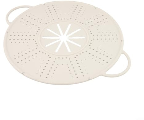 Silicone Spill Stopper Lid Pot Holder Heat Resistant Cooking Cover with Steam Release Port Designed to Prevent Boil Overs (white)