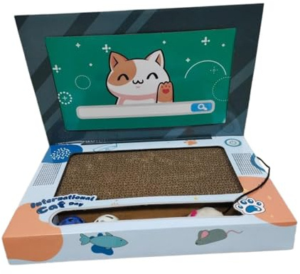 TWISAXC 3 In 1 Laptop Scratcher Cat Toy Foldable Cat Bed Encouraging Active Lifestyle Through Fun Play Environment Scratcher Laptop Computer Accessories
