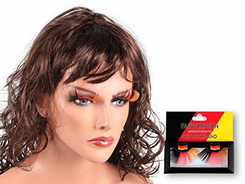 Alsino Deutschland Fanartikel Fan-Artikel Fußball WM WM Hut Brille Perücke Fahne, Modell wählen:Wimpern