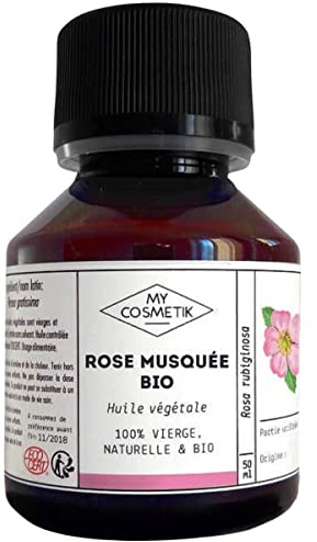 MyCosmetik - Huile végétale de Rose Musquée - Cosmétique Biologique - 100% pure et naturelle - Fabriqué en France - Réparatrice et cicatrisante - 50 ml