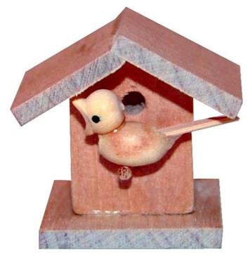 Unbekannt Miniatur Modell Zubehör, Vogelhaus mit Vögel, Höhe 3cm