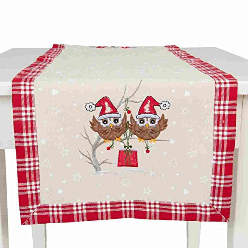 Clayre & Eef S024.065 Tischläufer Tischdecke Eulen ca. 40 x 120 cm