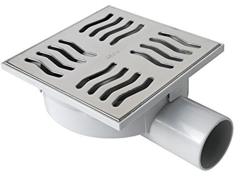 First Plast CHABS15IN vidage Douche-siphonette 150x150mm Sortie Horizontale ø50 Hauteur 70mm-INOX, 150x150 mm