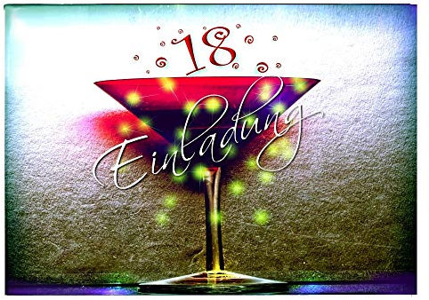 DigitalOase 2 Einladungskarten 18. Geburtstag MIT INNENTEXT 18. Jubiläum Geburtstagskarten 2 Klappkarten 2 Kuverts Format DIN A6#KELCHR