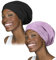 FocusCare Damen satin gefüttert schlaf slouchy cap curly slap kopfbedeckung geschenke für kraus haar eine größe passt meistens schwarze plus lila