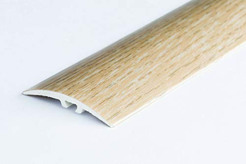 TMW Profiles uPVC Door Edging Floor Trim 30mm – Wood Effect – 23 Colours – Self-Adhesive 0.9m Length (Light Oak)