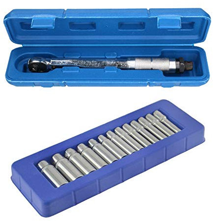 AB Tools 1/4 Drive Torque Wrench 5 – 25 Nm + Metric 6 Sided Deep Sockets 4-14mm