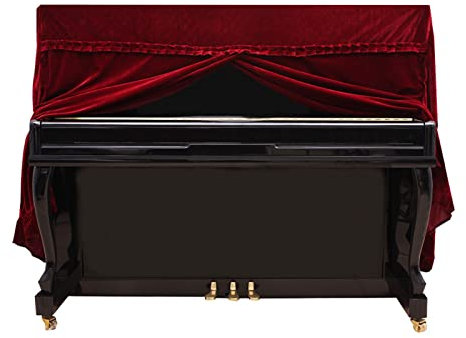 Alomejor Schutzhülle für Klavier, Velours, Klavieraufnahme, kompletter Piano-Bezug, Staubschutz für Klavier (Rot)