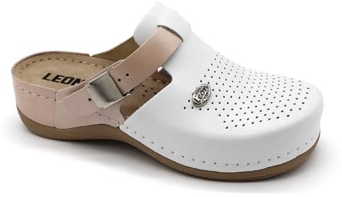 LEON 901 Komfortschuhe Lederschuhe Pantolette Hausschuhe Clog, Damen, Lachs, EU 41
