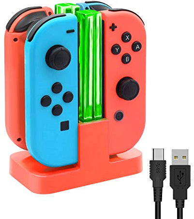 FYOUNG 4 en 1 LED Joy-con Cargadores para Nintendo Switch -Naranja