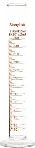 stonylab 1er Pack Messzylinder, Borosilikatglas 250 ml Glass Cylinder Schwere Mauer Graduiertes Glas Messzylinder