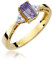Damen Ring 585 14k Gold Gelbgold echt Amethyst Edelstein Diamanten Brillanten