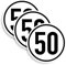 3 Stück - Aufkleber Geschwindigkeits-Schild 50 km/h Folie gemäß StVZO § 58 | Ø5-30cm Made in Germany, Größe: Ø10 cm