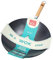 School of Wok - Wok resistente in acciaio al carbonio antiaderente da 30 cm, fondo piatto, manico in bambù