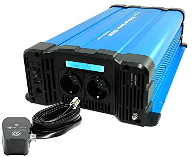 SOLARTRONICS Spannungswandler FS2500D 12V 2500 Watt mit Display - Wechselrichter 12v auf 230v - Reiner Sinus - LiFePO4/Lithium, Blei-, Gel oder AGM-Batterie kompatibel - USB - mit Fernbedienung