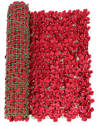 QYIQis Sichtschutz,künstliche Pflanze,Kunstpflanze Wand Garten Sichtschutzhecke Efeu künstliche Hecke Hängepflanzen für Garten Hochzeit Garten Wanddekoration inkl Kunststoff Spalier 1 * 0.5M (Rot)