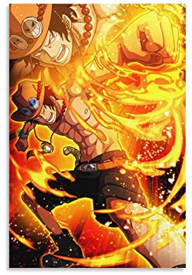 Ace One Piece Poster, dekoratives Gemälde, Leinwand, Wandkunst, Wohnzimmer, Poster, Schlafzimmer, Gemälde, 50 x 75 cm