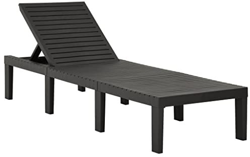 Gartenliege Sonnenliege Kunststoff wetterfest, Relaxliege Strandstuhl, Liegestuhl für Garten Terrasse Balkon, 195x65x32cm
