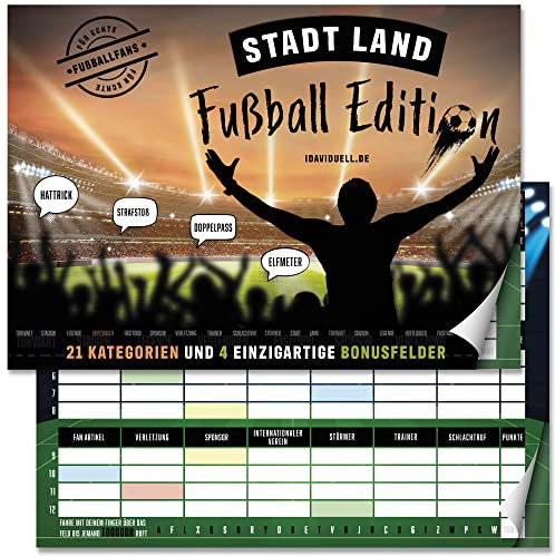 Stadt Land Fluss - Fußball Variante für die WM 2026 - Spielblock mit 21 Kategorien - Wichtelgeschenk Geburtstagsgeschenk Weihnachtsgeschenk