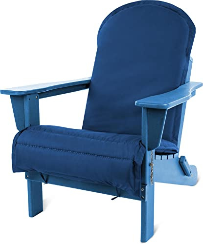 normani Faltbarer Adirondack Muskoka Gartenstuhl aus recyceltem Material - Gartensessel mit passender Auflage - Klappbarer Outdoor Stuhl Blau Einheitsgröße