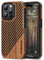 TENDLIN Kompatibel mit iPhone 14 Pro Max Hülle, Holz und Leder Hybrid Handyhülle (Rotes Sandelholz)