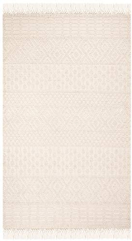 SAFAVIEH Boho Teppich für Wohnzimmer, Esszimmer, Schlafzimmer - Natura Collection, Kurzer Flor, Elfenbein, 61 X 91 cm