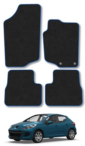 Peugeot 207 (2006-2015) Carpet Car Mats | Blue Edge Trim Tailored Fit Floor Mats Full Coverage Protection Accessories Easy Clean Anti Slip Made in the UK