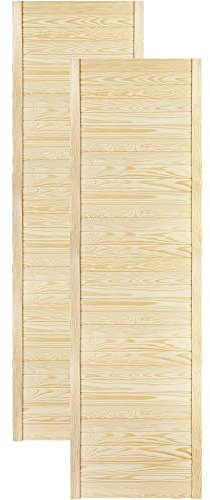 DecoMeister Lamellentür Holztür Natur mit geschlossenen Profilbretter 594x1995 mm für Schränke, Regale, Möbel aus Kiefer Holz unbehandelt 2-er Pack