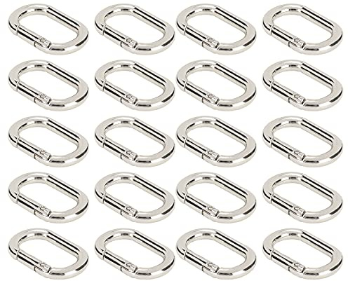20 Stück Federringe, zu öffnende Metall-Oval-Ring-Schnalle, Legierungs-Karabinerhaken-Clip für Handtaschenriemen, Handwerk, Schmuckherstellung (Silber schwarz)