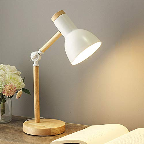 Mengjay Schreibtischlampe Retro, E27 Tischlampe Wohnzimmer Leselampe Schwenkbar mit Schwanenhals für Schlafzimmer Kinderzimmer Lesezimmer,Arbeitsleuchte,Bürolampe, Nachttischlampe (Weiß)