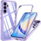 OWKEY Case for Samsung Galaxy A34 5G, 360° Full Body Shoockproof Bumper Case with Built-in 9H Screen Protector, Rugged Cover Phone Case for Samsung Galaxy A34 5G, Purple+ Clear