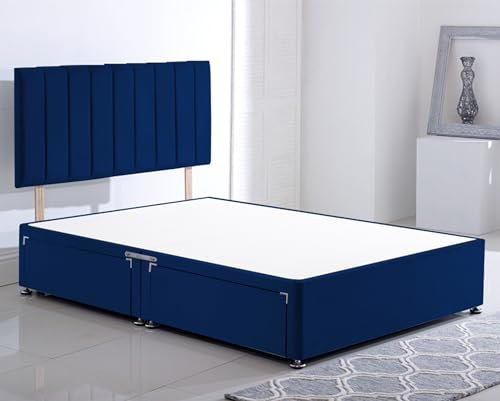 ComfoRest - Sophisticated 4FT6 Double Bed Base with 2 Drawers | Practical Frame for Everyday Essentials | Durable Design for Organised and Contemporary Spaces (Blue Plush)