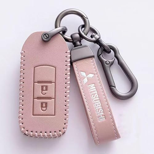 ISTOVO Auto Schlüssel Gehäuse für Mitsubishi Space Star 2019-2023, Leder Schlüssel Shell Cover Case Gehäusetasche Hülle Etui Schutzhülle Schlüsselbox Cover Autozubehör,C