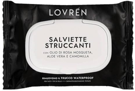 Lovrén Make Up - Salviettine Struccanti per Trucco Waterproof, 20 salviette