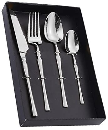 Juego de cubiertos dorados para cena, 16 piezas, servicio para 4 cubiertos, juego de utensilios para comer en casa, cocina, mango de cintura delgada, restaurante, boda, Navidad, Halloween, aniversario