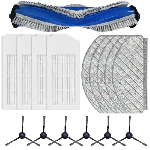 Lot de 16 pièces de rechange pour aspirateurs robots Deebot N20 / N20 Plus / N20 pour aspirateurs robots Pro Plus, 1 brosse rouleau principale, 4 filtres HEPA, 5 chiffons de serpillère, 6 brosses