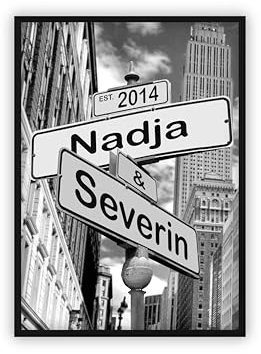 dockyardos® Geschenk zur Hochzeit für das Brautpaar | Jahrestag | Hochzeitstag | Geschenkidee | Geschenk für Paare | Valentinstag | Straßenschild (Empire State Building | New York)
