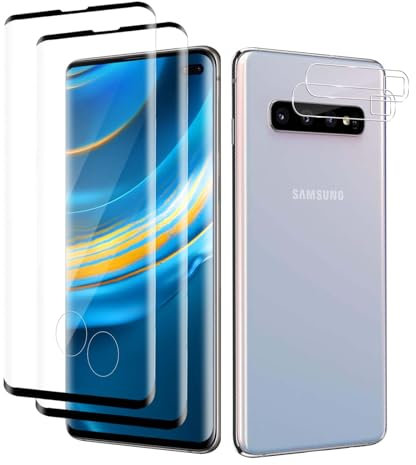 VSEER 2 Stück Schutzfolie für Panzerglas für Samsung Galaxy S10 Plus mit 2 Stück Kameraschutz, 3D Gebogenes Panzer Schutz Folie für Samsung S10 Plus, Anti-Öl Anti-Schmutz S10 Plus Displayschutzfolie
