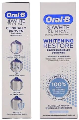 Toothpaste Clinical Whitening Restore, Remove Surface Stains, Enamel-Safe Whitening Toothpaste 70ml (Pack of 2) Professionally Designed