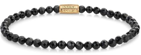 Rebel & Rose Damen-Armband Black Glam Rocks Gold 4 mm RR-40153-G-S
