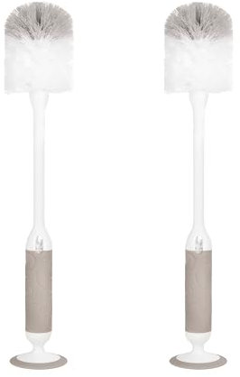 Ubbi Deluxe Baby Bottle Brush Set, Bottle Brush and Nipple Brush with Suction Cup, Baby Cleaning Essentials, Grey