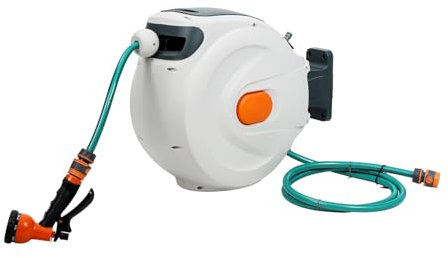 toxaaiwr Retractable Hose Reel 98ft Wall Mounted Garden Hose Reel Automatic Hose Reel with Hidden Handle and Slow Return System Any Length Lock Water Hose Reel 300cm