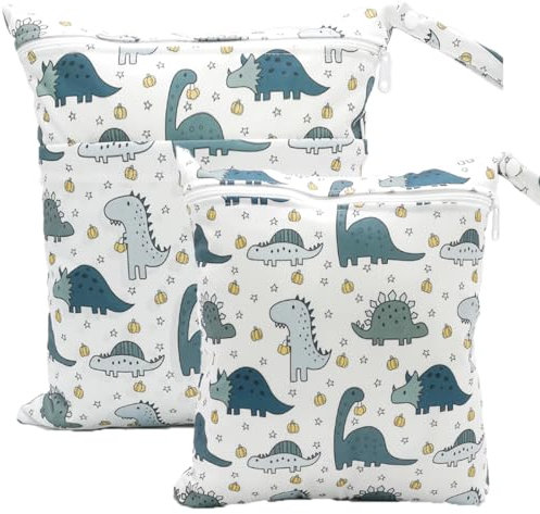 TRASUN Wetbag Kindergarten Nasstasche Windel Taschen Schwimmsachen Nassbeutel Nasse und Trocken Wickeltasche 2er Wasserdicht Waschbar Nassbeutel Organiser für Kleinkind