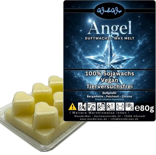 WonderWax® Duftriegel 6 x Duftwachs Herzen Weiß Angel | Farbe: Weiß | Raumduft für Duftlampen, Wax Melt, Sojawachs, Indoor Duftöl Wachs schmelzen für Aromalampe