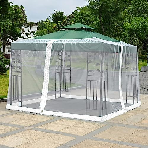 LXWKAI Zanzariera per ombrellone Quadrato da Patio con Corde Regolabili e Doppie Porte con Cerniera, zanzariera per Gazebo da Esterno (Bianco)